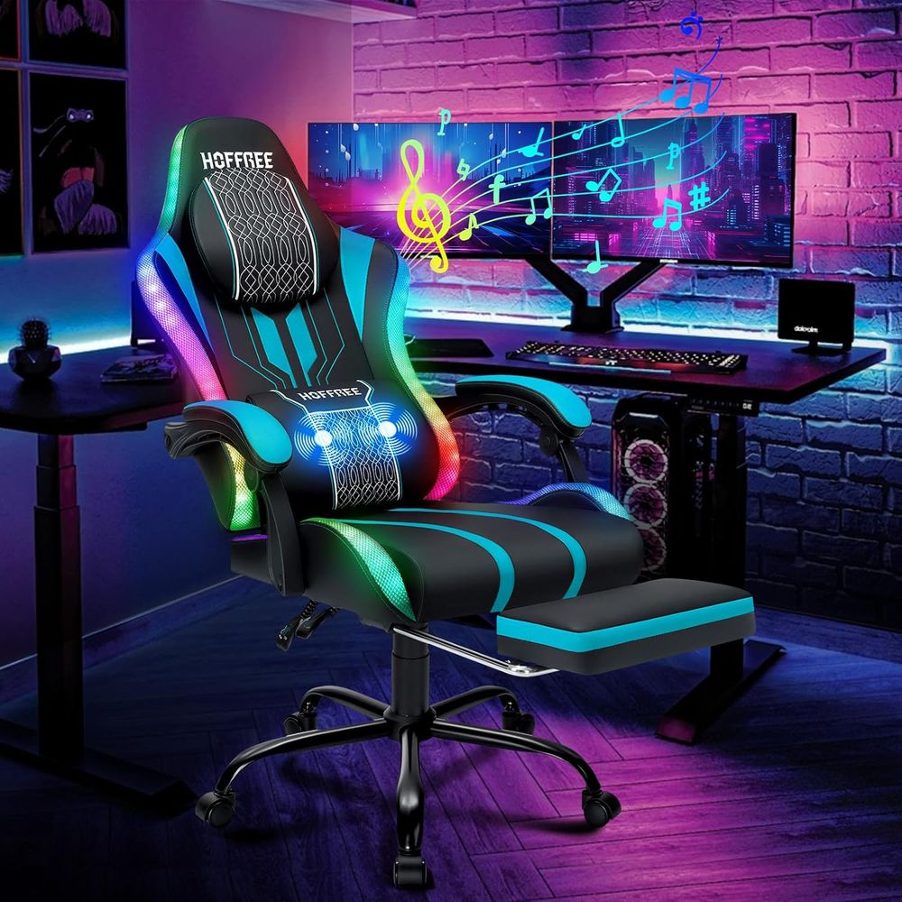 Bluetooth Speaker - Gaming Chair with LED Lights Speakers