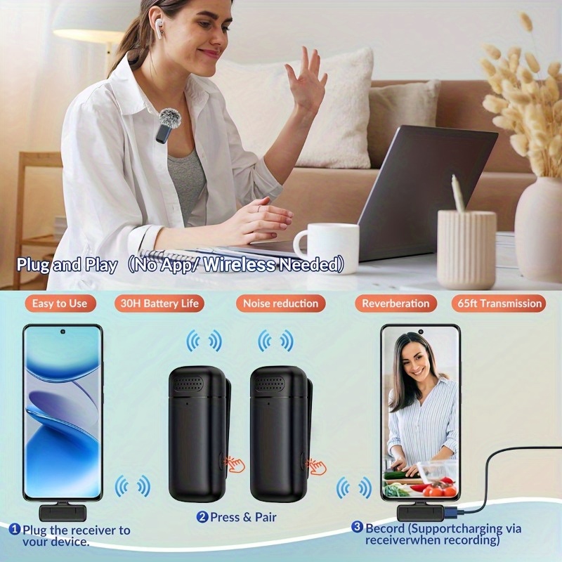 Wireless Lavalier Microphone w - Wireless Charger 评论和价格