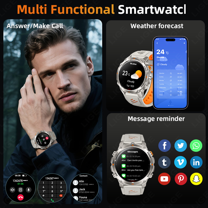 LIGE Rugged GPS Track Smart Wa - Smart Watch 评论和价格